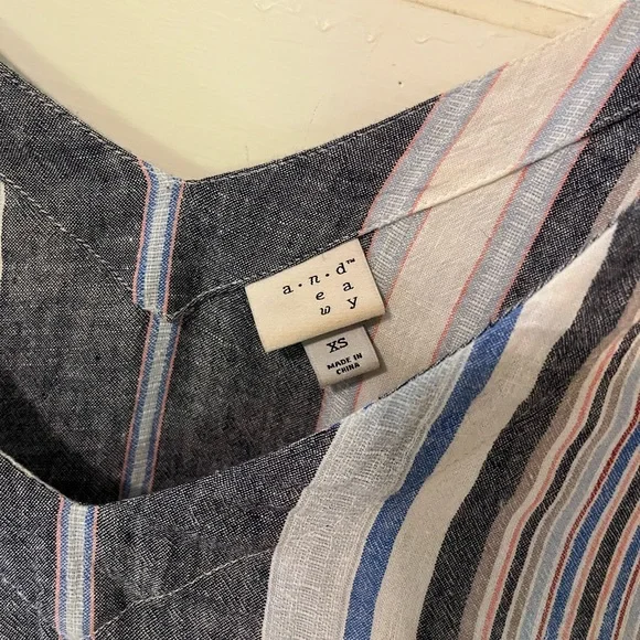 A New Day Tie-Shoulder Linen Tank in Nautical Stripe - Picture 2 of 5